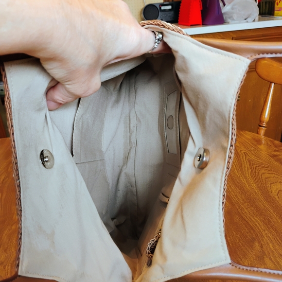 Chevron Patterned Brown and Cream Women's Bag - Picture 10 of 12